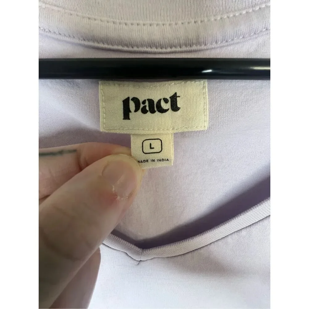 Pact Light Purple Basic Solid V-Neck Short Sleeve Cotton T-Shirt - Picture 3 of 5